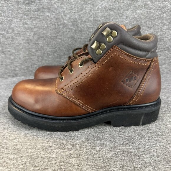 ✅Worx Women's Steel Toe 5" Brown Leather Safety Boots Sz 10 MW 5492 ✅PEELING - Picture 11 of 13